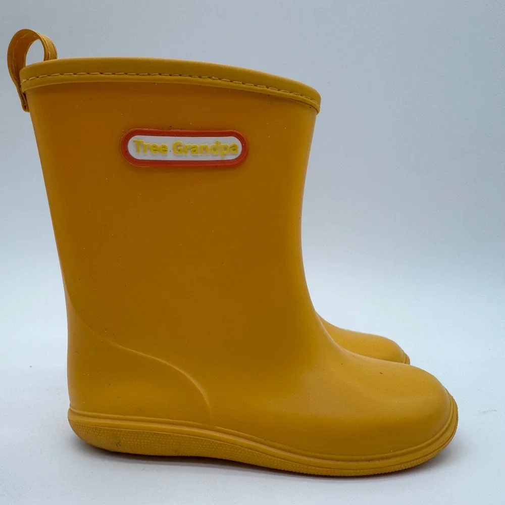 Tree Grandpa Toddler Yellow Rubber Rain Boots Waterproof Size 16cm 9.5 Toddler